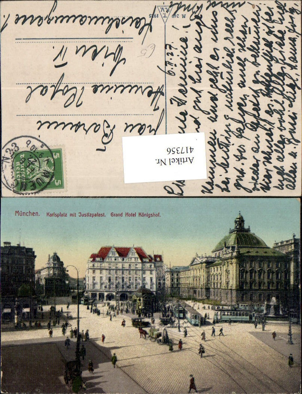 417356,München Karlsplatz m. Justizpalast Grand Hotel Königshof