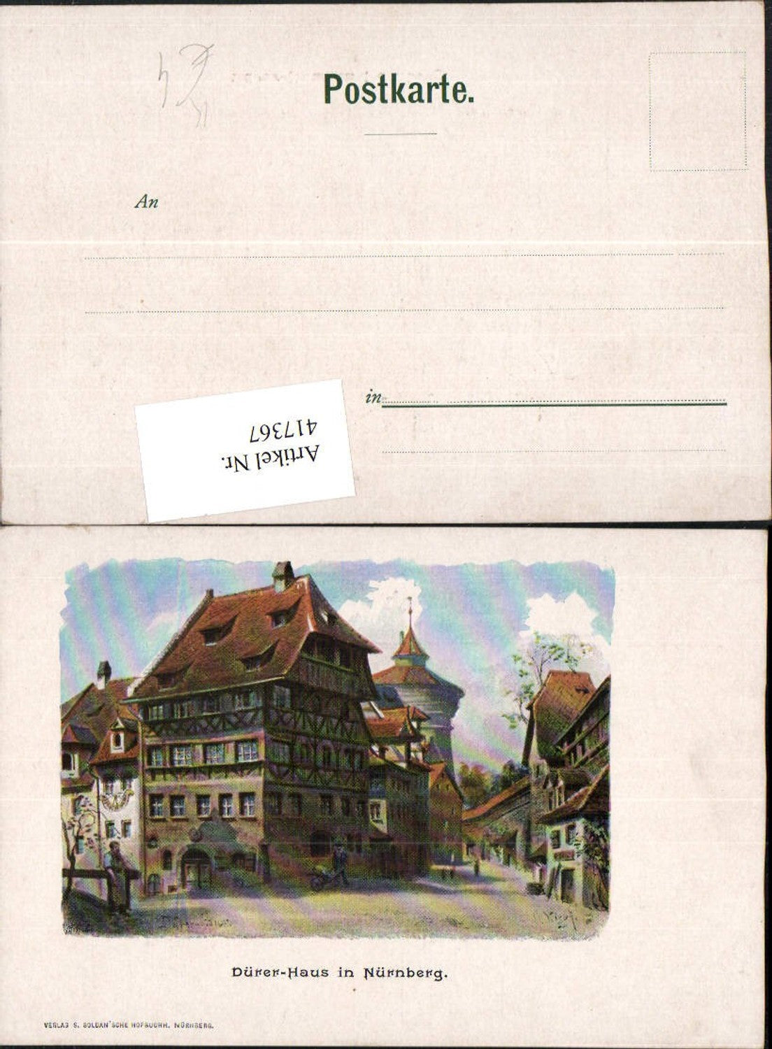 417367,Künstler AK O. Wiegk Nürnberg Dürer-Haus Straßenansicht