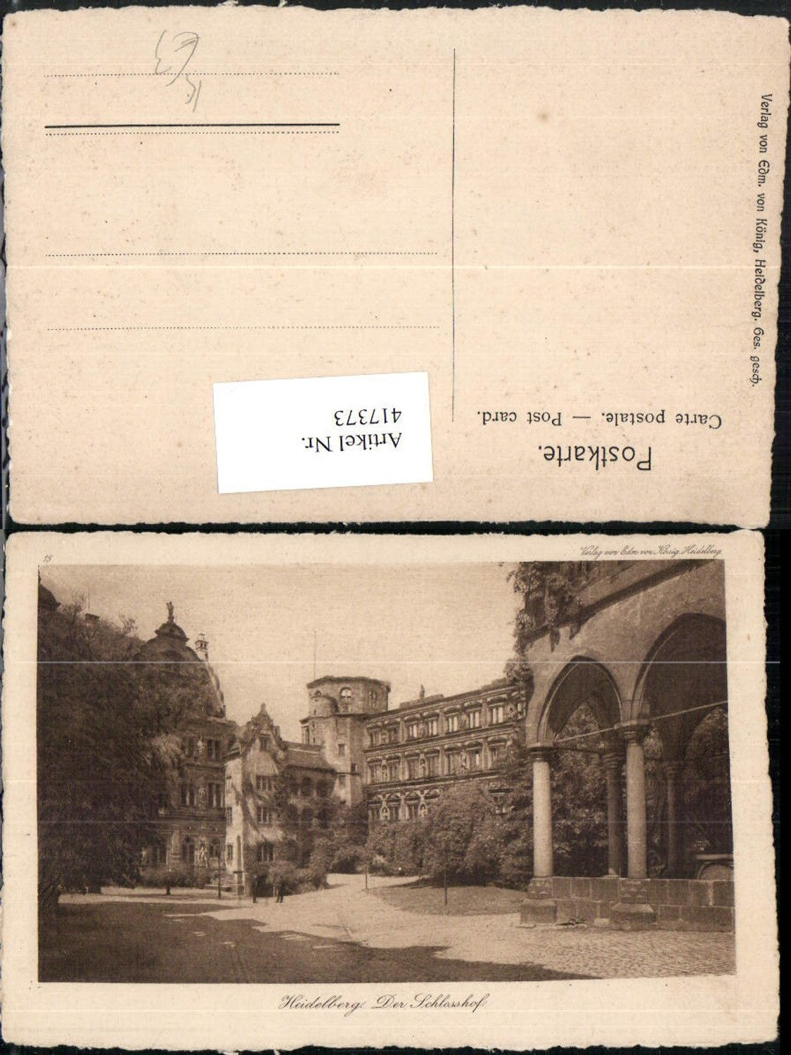 417373,Künstler AK Heidelberg Schloss Schlosshof pub Edmund v. König 15