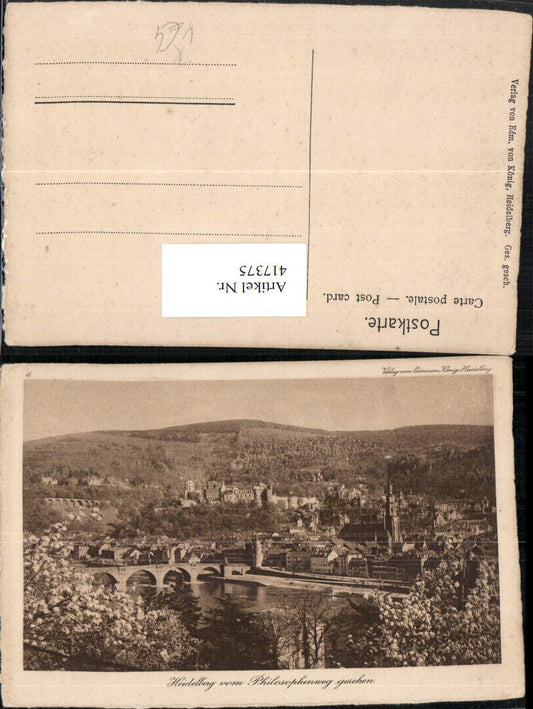 417375, Artist AK Heidelberg Totale from Philosophenweg pub Edmund v. König 6