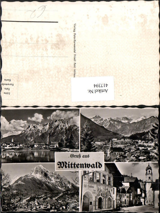 417394,Mittenwald Totale Cafe Konditorei Bergkulissen Mehrbildkarte