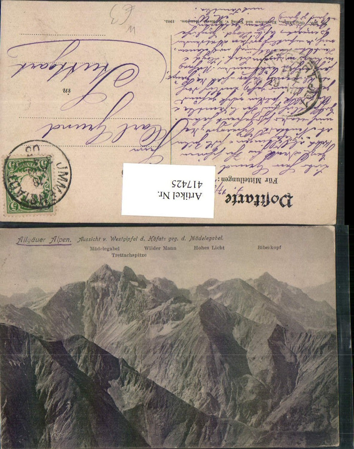 417425,Aussicht v. Westgipfel des Höfats geg. Mädelegabel b. Oberstdorf Bergkulisse