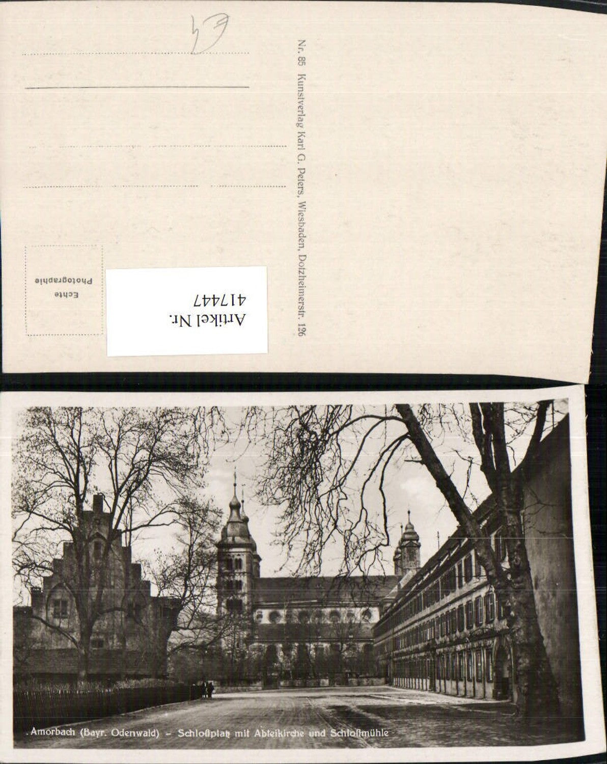 417447,Amorbach Schlossplatz m. Abteikirche Kirche u. Schlossmühle