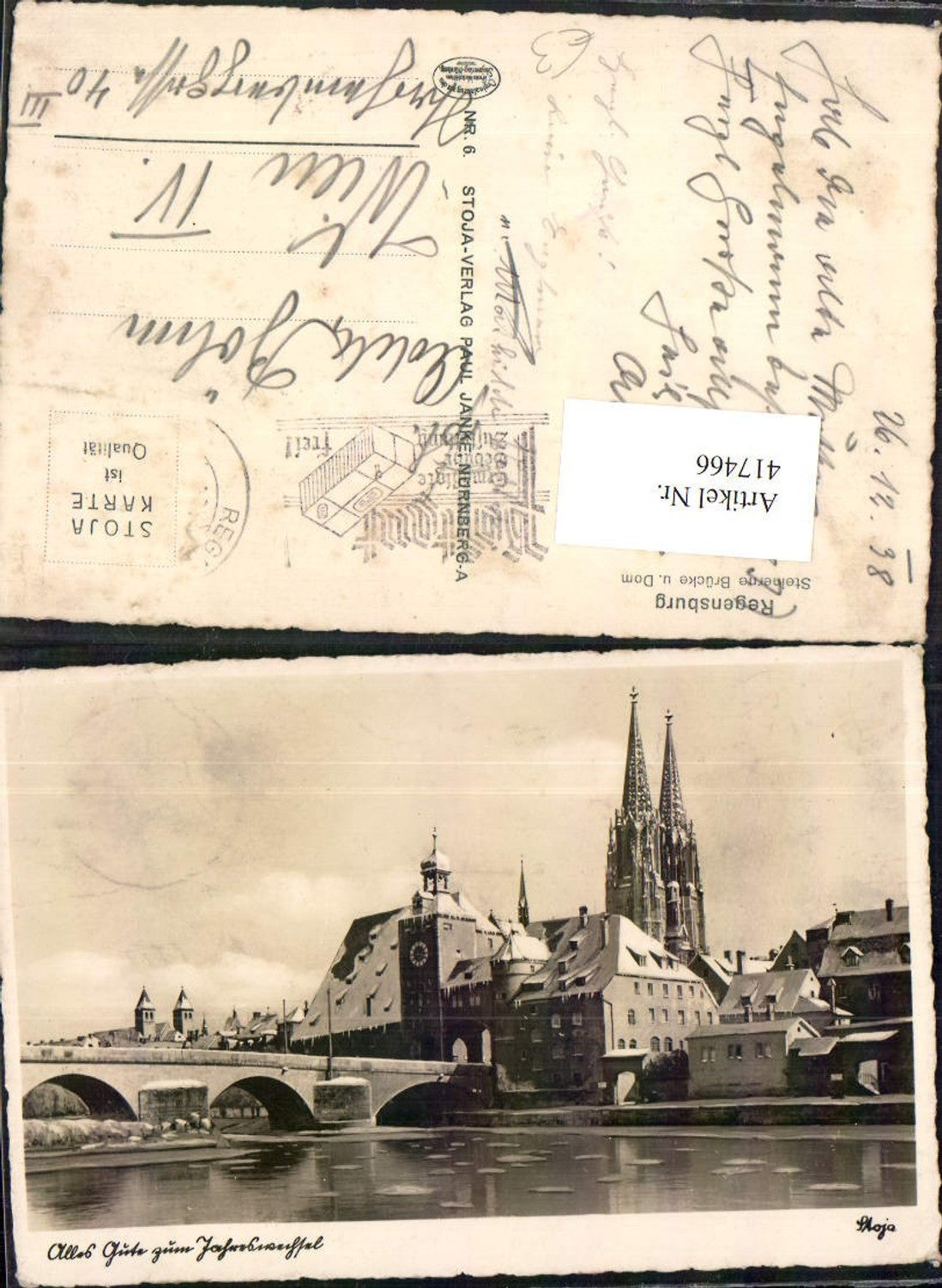 417466,Regensburg Steinerne Brücke u. Dom Kirche