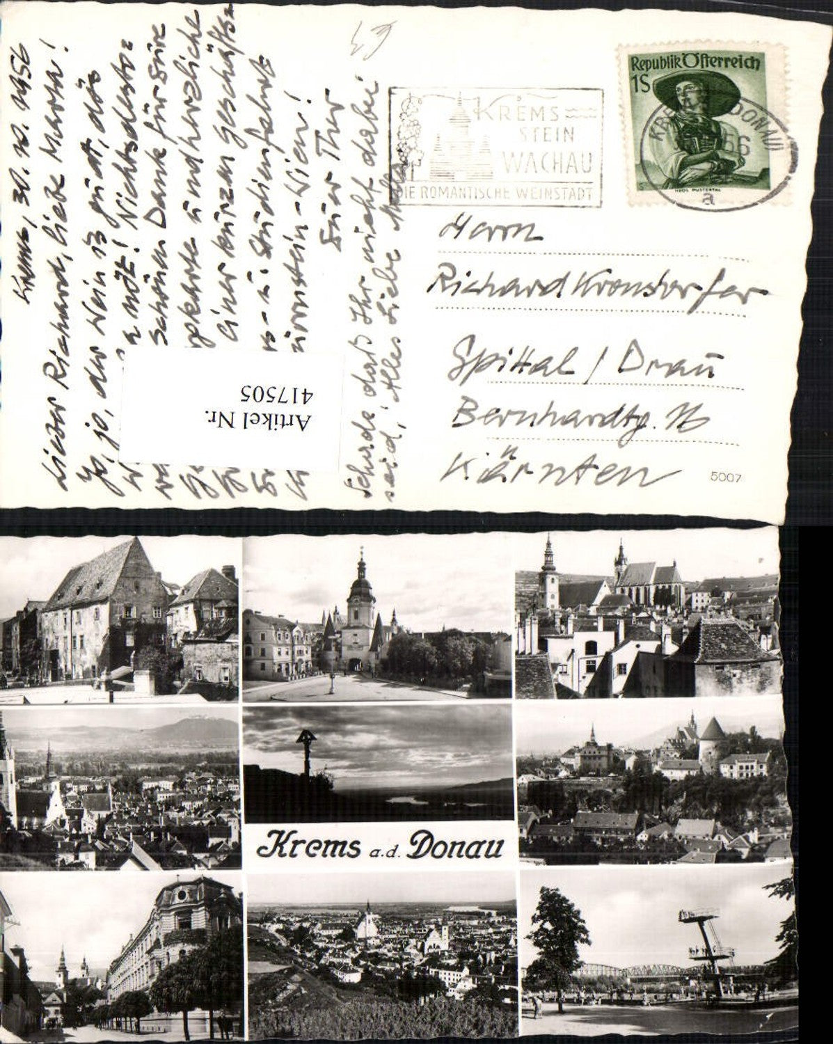 417505,Krems an d. Donau Totale Kirchen Springturm Mehrbildkarte