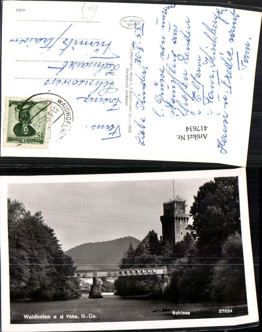 417634,Waidhofen an d. Ybbs Schloss Turm Brücke Fluss