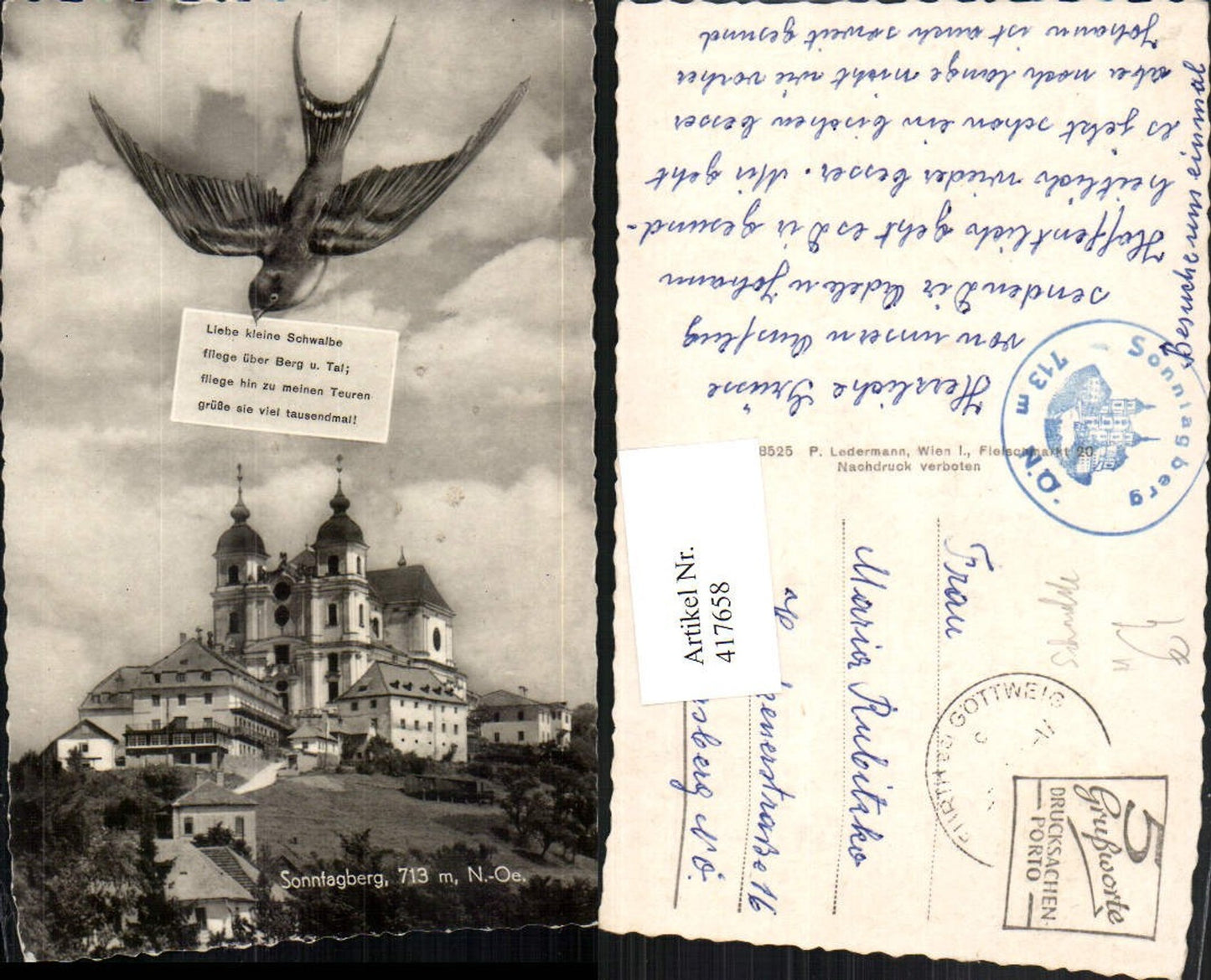 417658,Sonntagberg Kirche Schwalbe Spruch