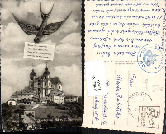 417658,Sonntagberg Kirche Schwalbe Spruch