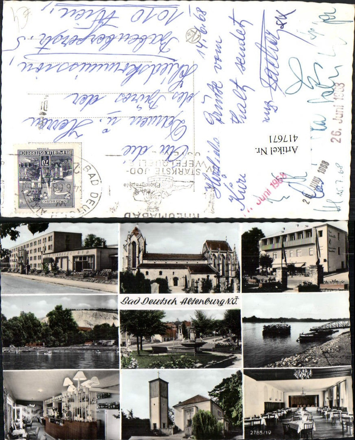 417671,Bad Deutsch Altenburg Kirche Kurhaus Mehrbildkarte