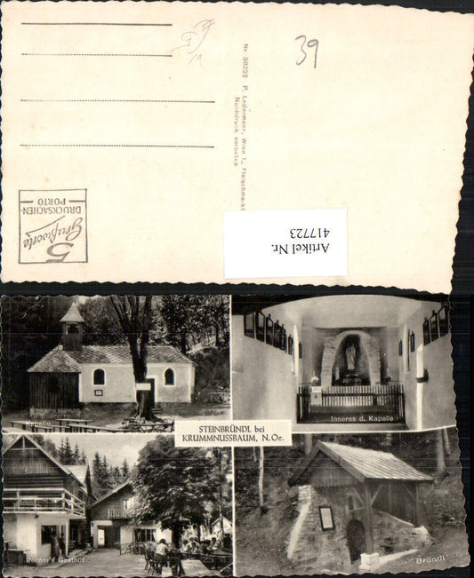 417723,Steinbründl b. Krummnussbaum Kapelle Gasthof Renner Mehrbildkarte