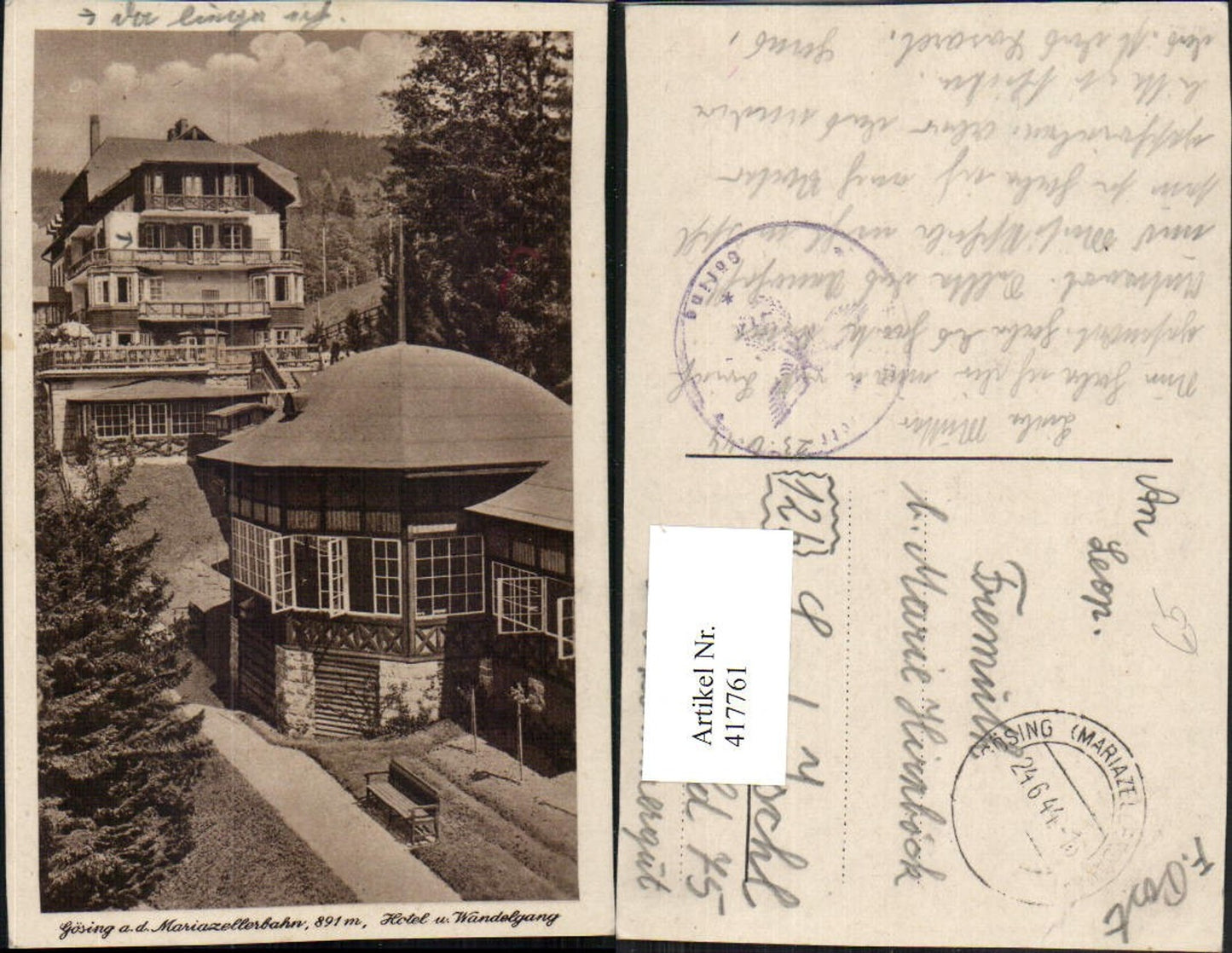 417761,Gösing an d. Mariazellerbahn Hotel u. Wandelgang