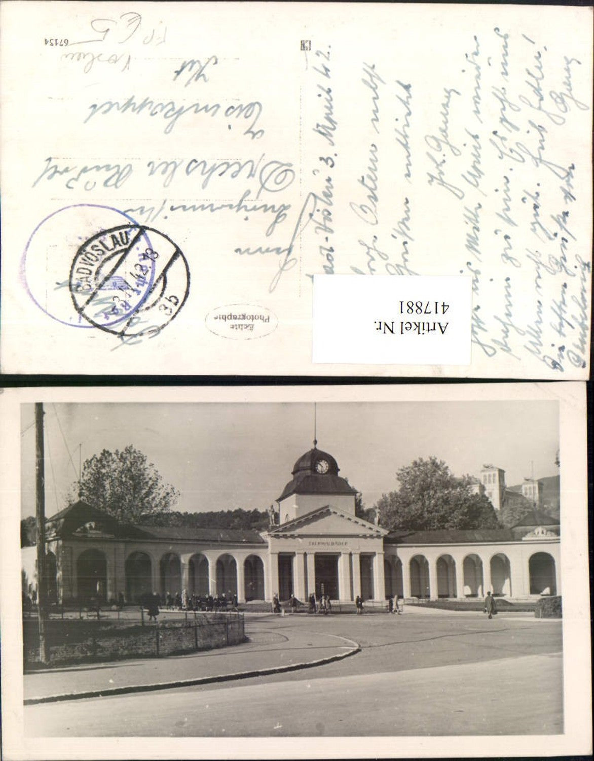 417881,Foto AK Bad Vöslau Thermalbad Feldpost Lg. Nachrichten-Regiment