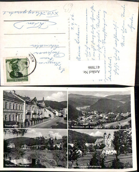 417886,Weissenbach an d. Triesting Totale Neuhaus Hafnerberg Kirche Mehrbildkarte