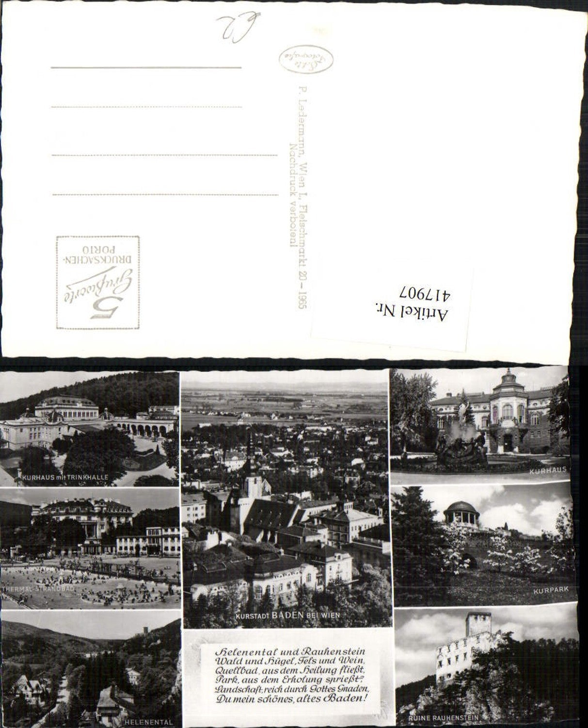 417907,Baden b. Wien Kurhaus Strandbad Ruine Rauhenstein Mehrbildkarte