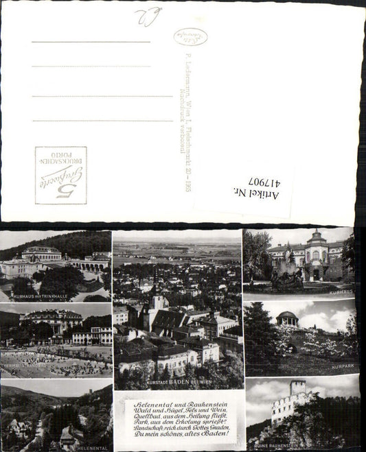 417907,Baden b. Wien Kurhaus Strandbad Ruine Rauhenstein Mehrbildkarte
