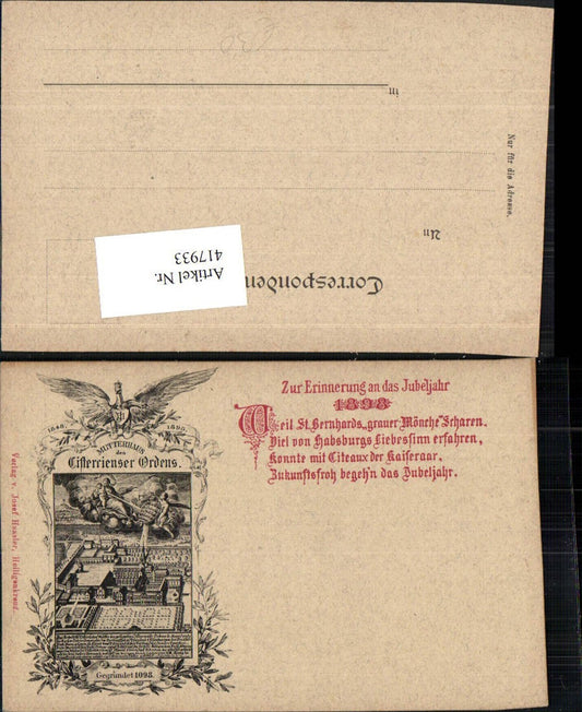 417933,Künstler AK Heiligenkreuz Mutterhaus des Zisterzienser Ordens Totale Text