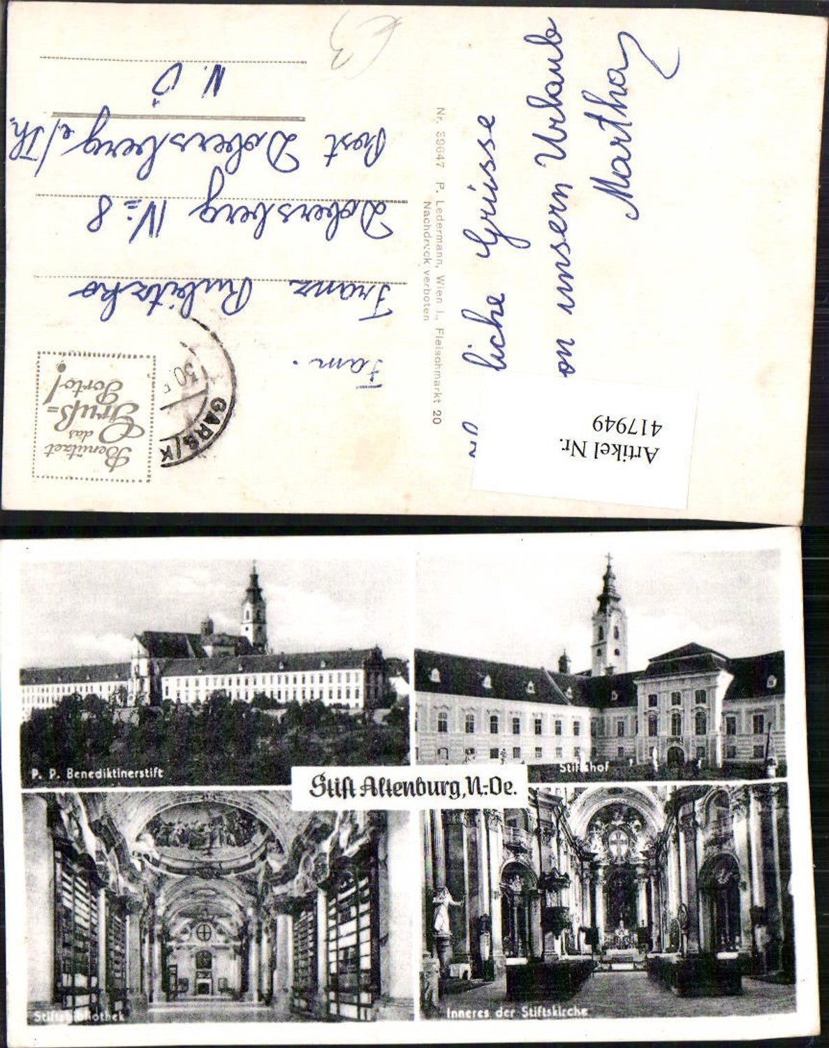 417949,Stift Altenburg Stiftshof Kirche Bibliothek Mehrbildkarte