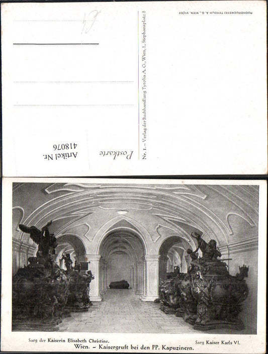 418076,Wien Kaisergruft b. Kapuzinern Tod Sarg Kaiserin Elisabeth Christine Adel Monarchie Österreich