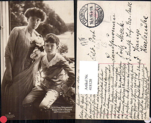 418120,Frau Prinzessin Rupprecht v. Bayern m. Prinz Luitpold Adel Monarchie Deutschland