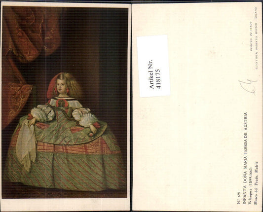 418175,Künstler Ak Velasquez Infanta Dona Maria Theresa de Austria Adel Monarchie Österreich