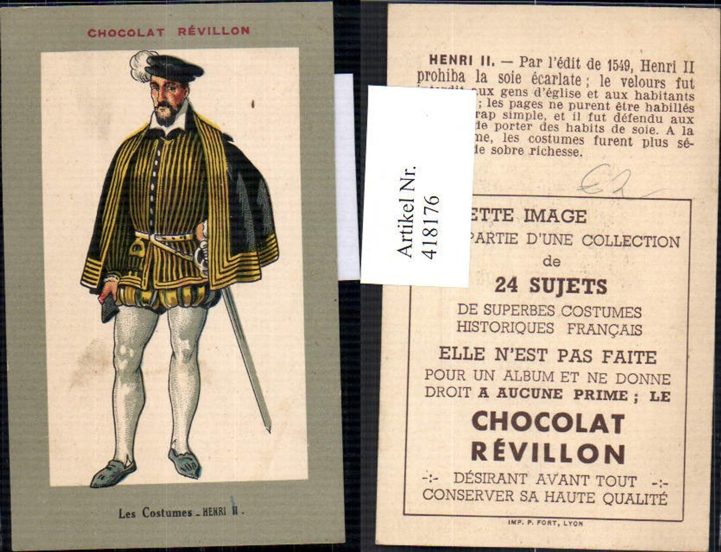 418176,Henri II Adel Monarchie Reklame Chocolat Revillon