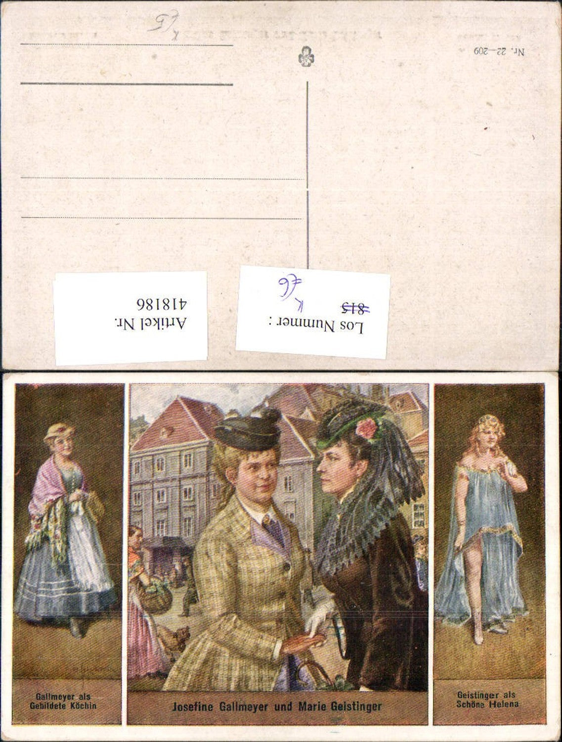 418186,Künstler Ak Josefine Gallmayer u. Marie Geisteinger Schauspieler