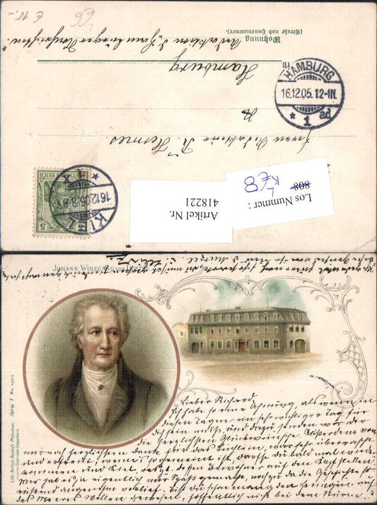 418221,Litho Johann Wolfgang v. Goethe Kunst Wissenschaft