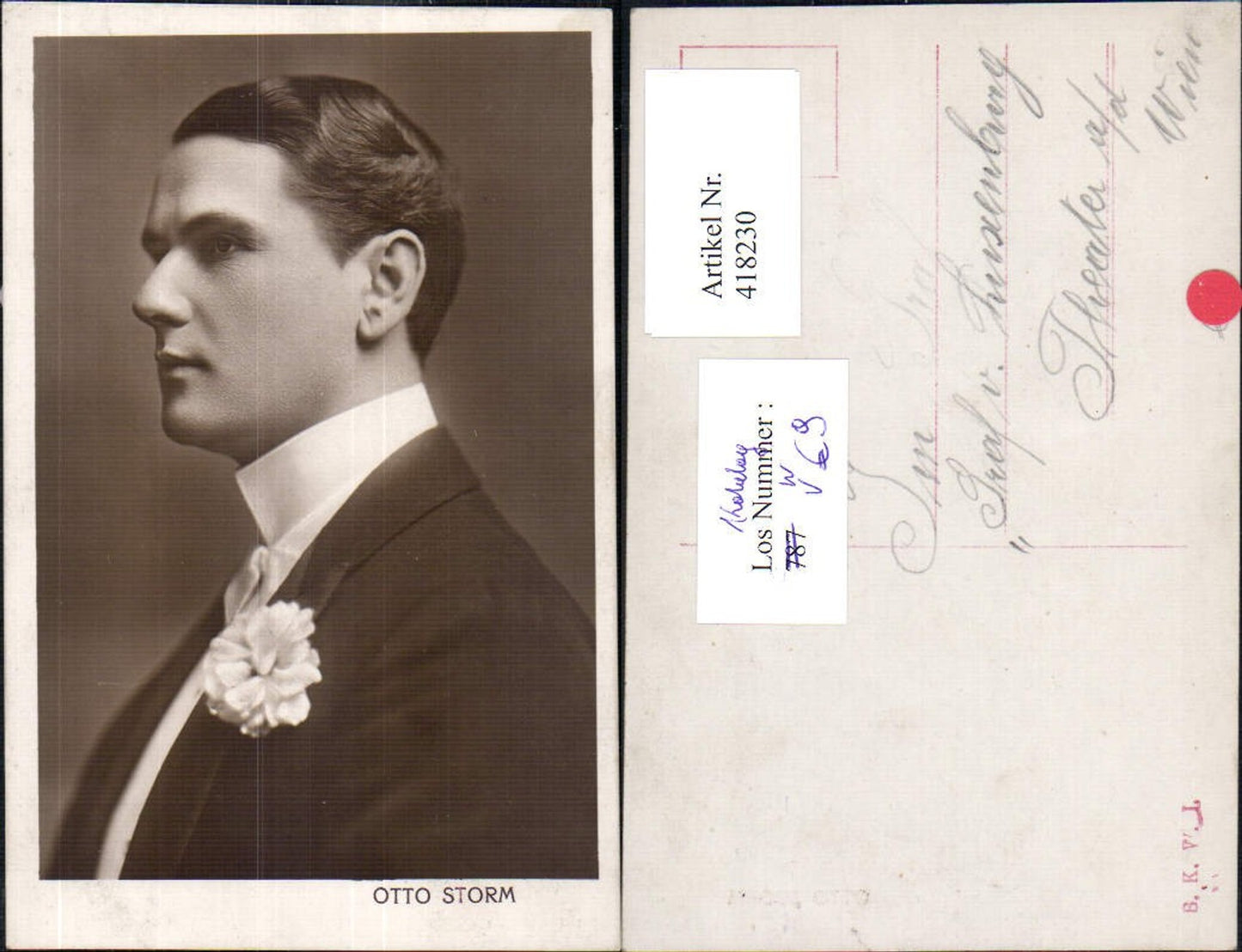418230,Foto Ak Otto Storm Schauspieler Theater a. d. Wien pub B.K.W.I.