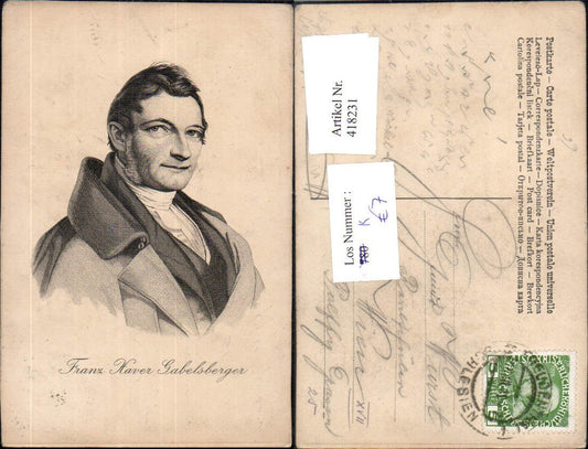 418231,Künstler Ak Franz Xaver Gabelsberger Kunst Wissenschaft