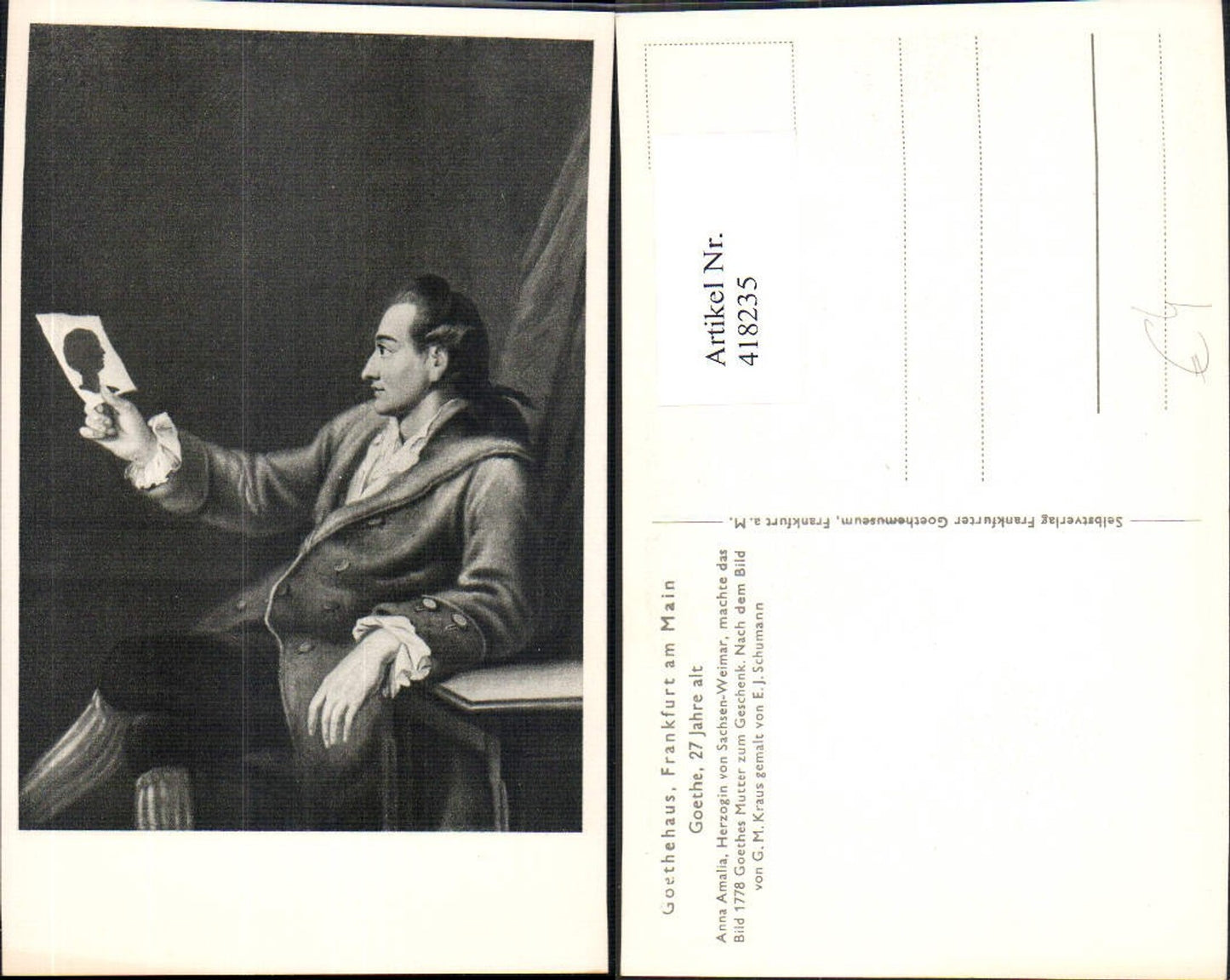 418235,Künstler Ak E. J. Schumann Geothe 27 Jahre alt Kunst Wissenschaft