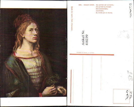 418239,Künstler Ak Albrecht Dürer Sein Selbstbildnis Kunst Wissenschaft