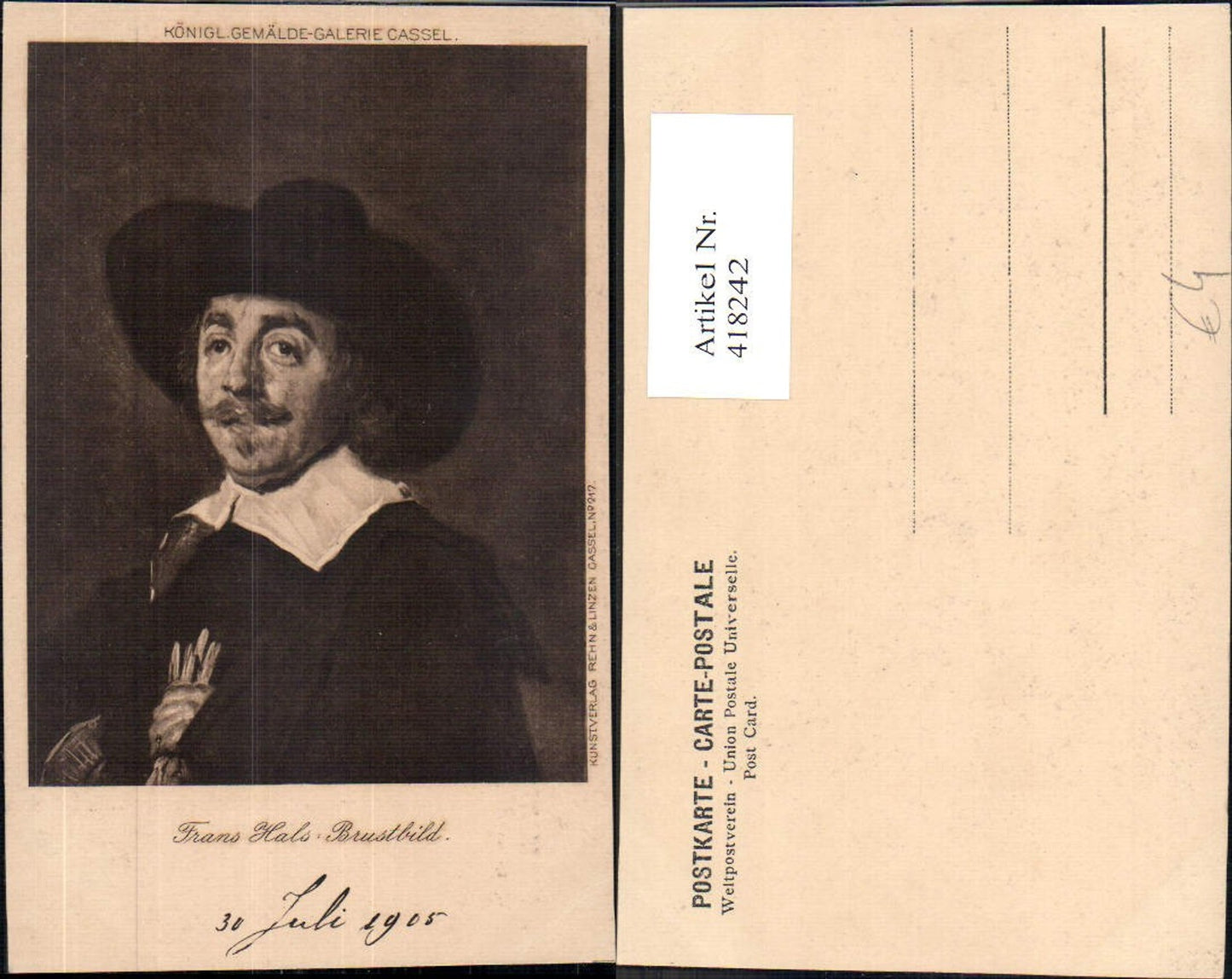 418242,Künstler Ak Franz Hals Brustbild Kunst Wissenschaft