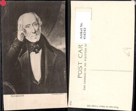 418243,Künstler Ak William Wordsworth Dichter Kunst Wissenschaft