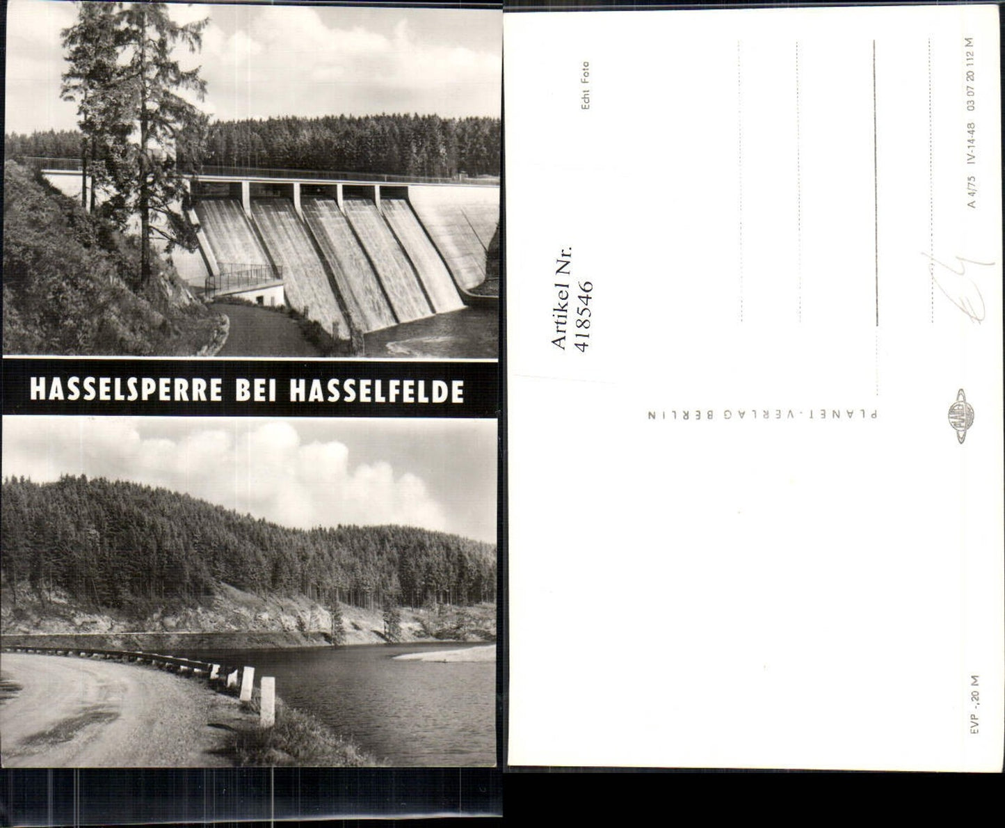 418546,Foto Ak Hasselsperre b. Hasselfelde Talsperre