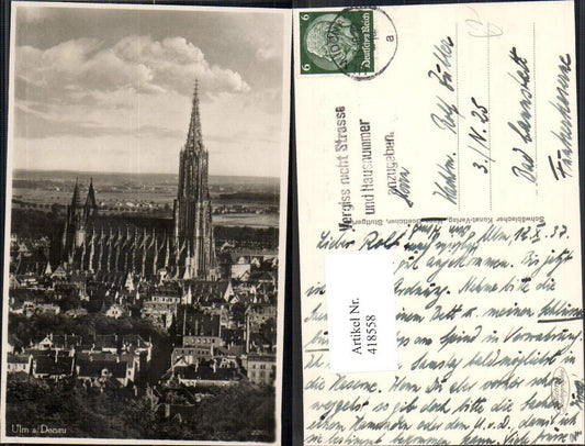 418558,Ulm a. d. Donau Kirche Dom 1937