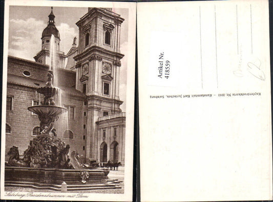 418559,Salzburg Residenzplatz m. Dom Brunnen Springbrunnen