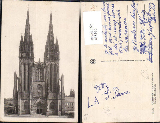418565,Quimper La Cathedrale Facade Occidentale Kirche Dom