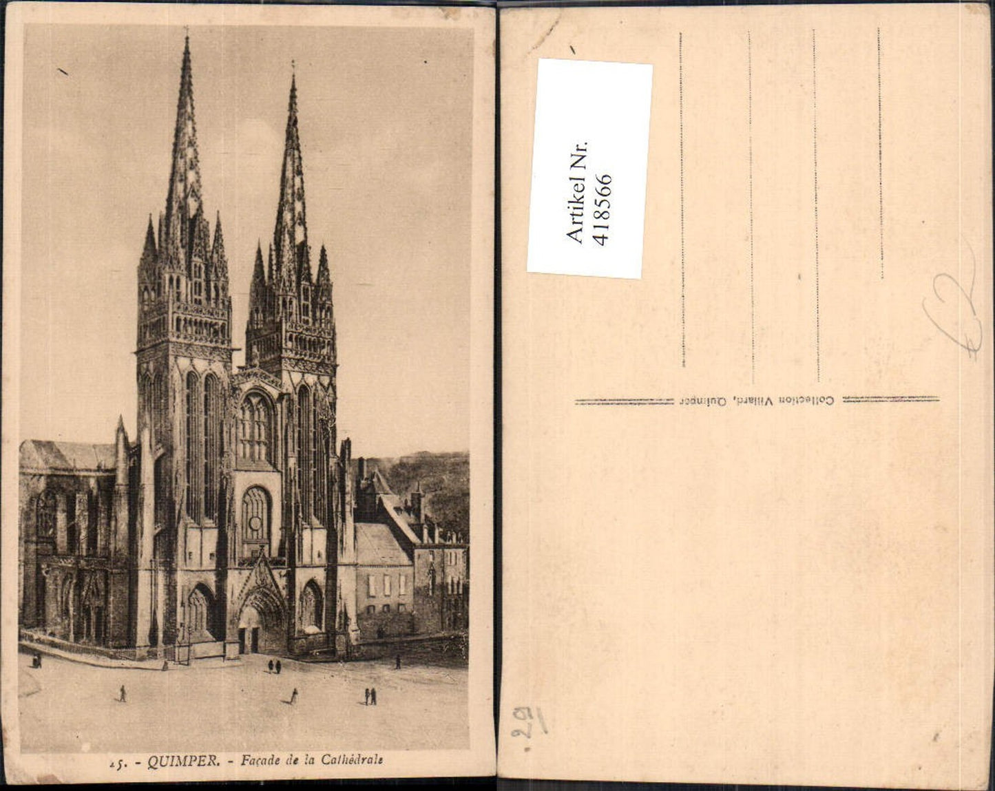 418566,Quimper Facade de la Cathedrale Kirche Dom