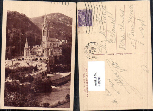 418581,Lourdes La Basilique et le Gave Kirche Dom