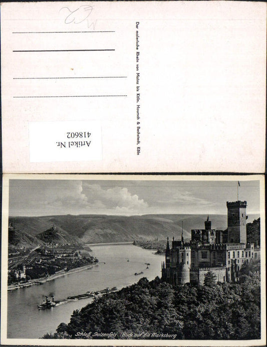 418602,Schloss Stolzenfels Blick auf d. Marksburg Schiff Dampfer