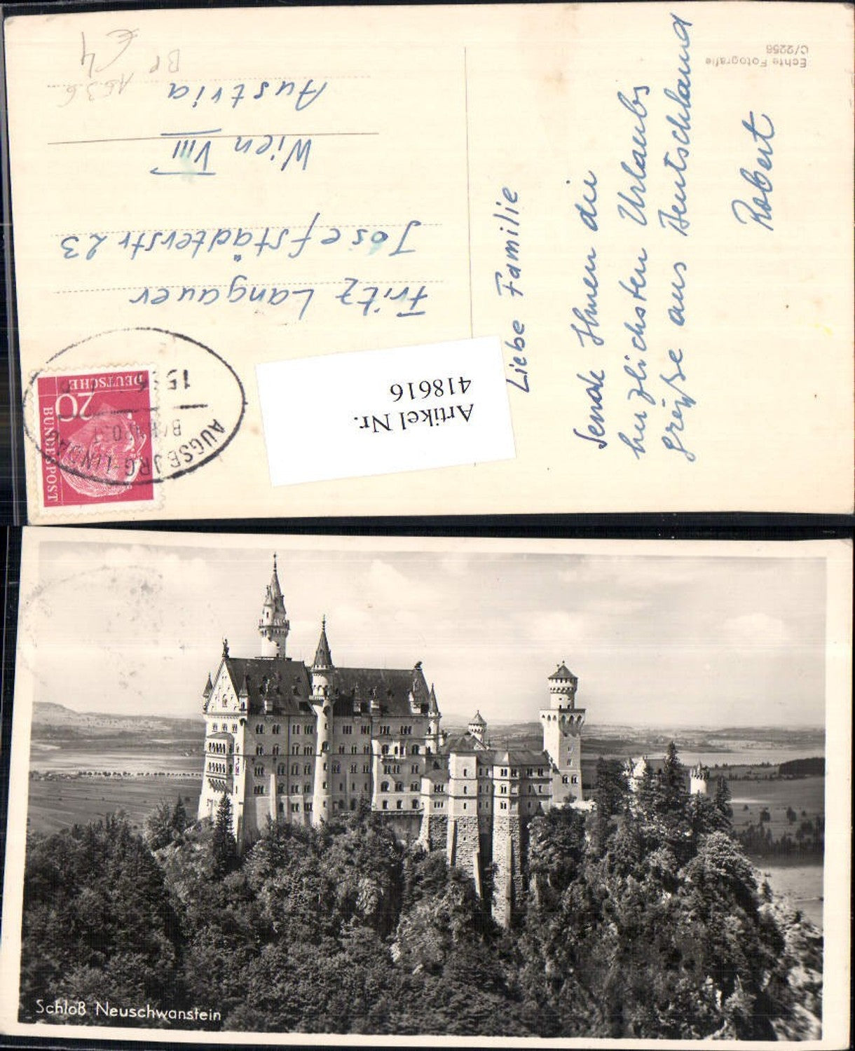 418616,Foto Ak Schloss Neuschwanstein Bahnpost 1536 Augsburg Lindau