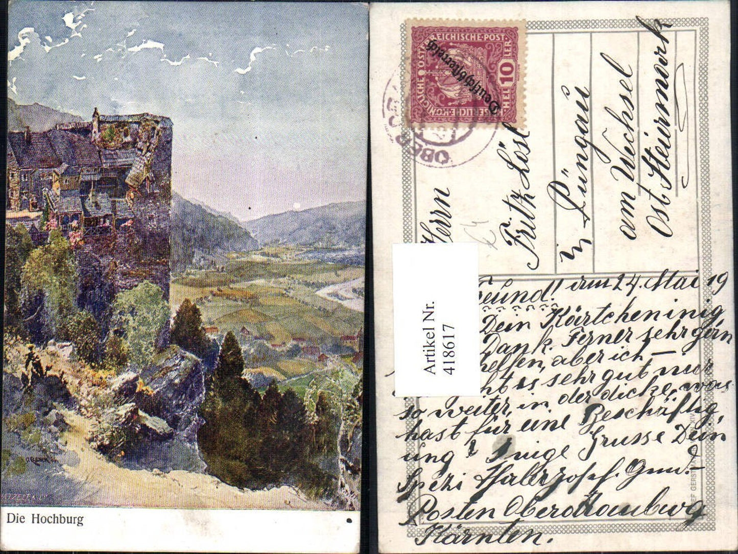 418617,Künstler Ak O. Elsner Die Hochburg Burg