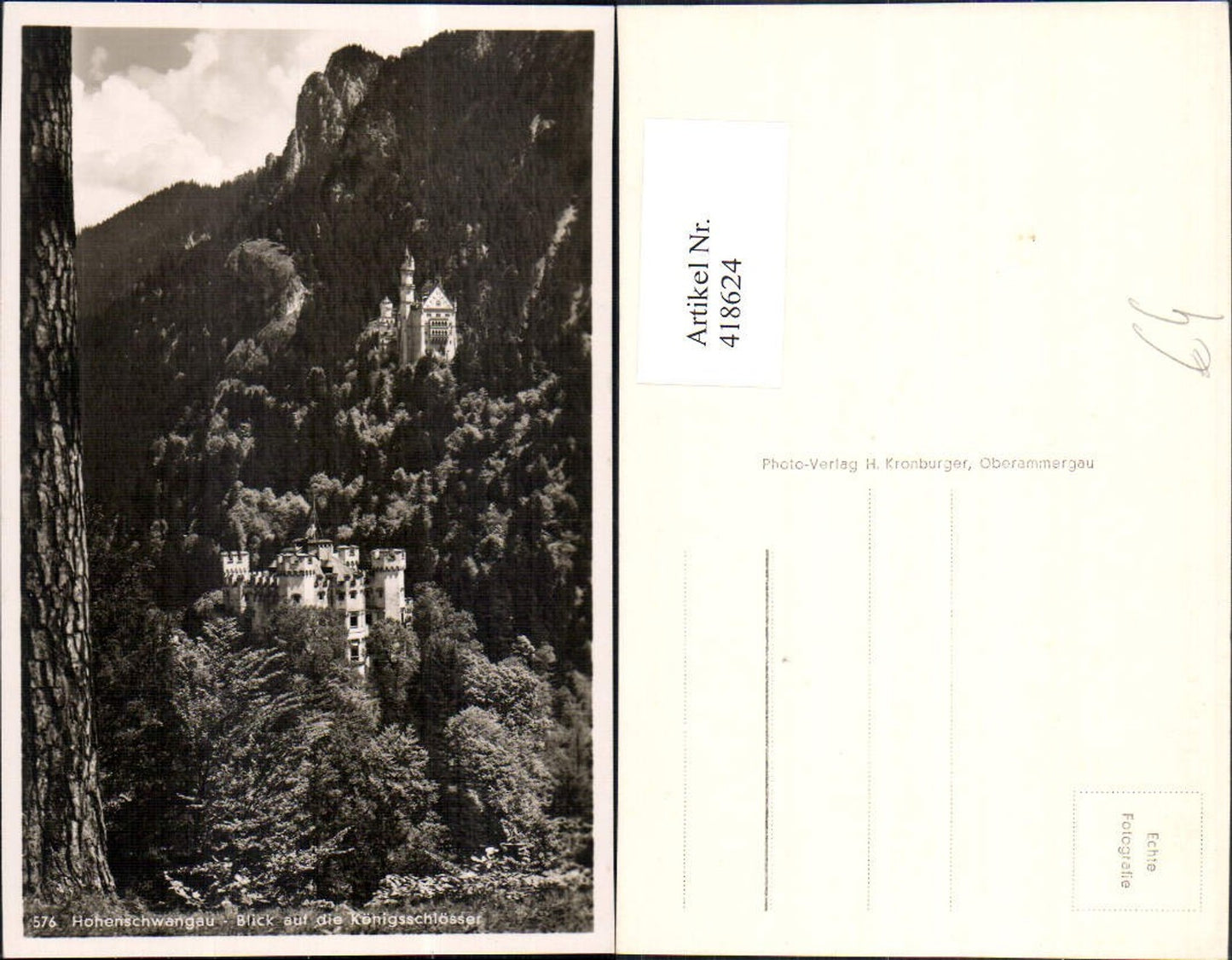 418624,Foto Ak Hohenschwangau Blick auf die Königsschlösser Schloss