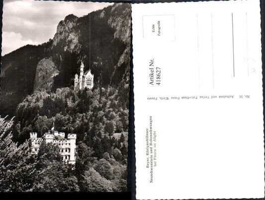 418627,Foto Ak Neuschwanstein u. Hohenschwangau b. Füssen Allgäu Schloss