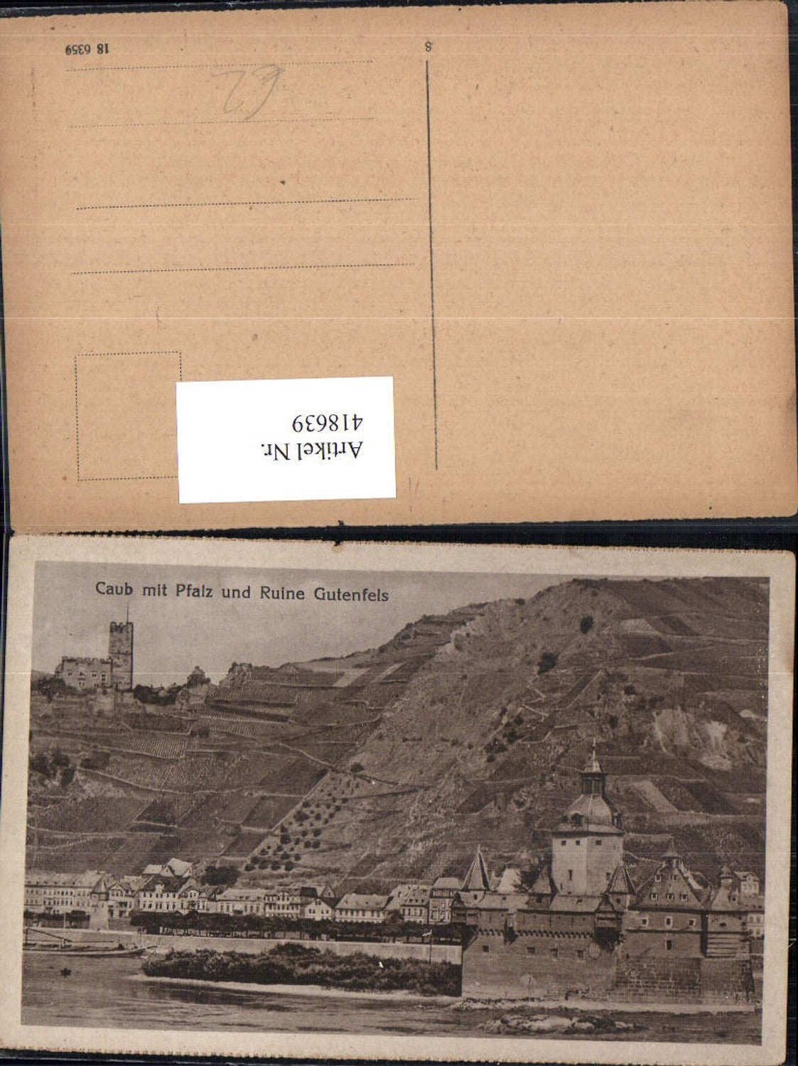 418639,Caub m. Pfalz u. Ruine Gutenfels