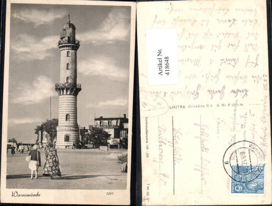418648,Foto Ak Warnemünde Leuchtturm