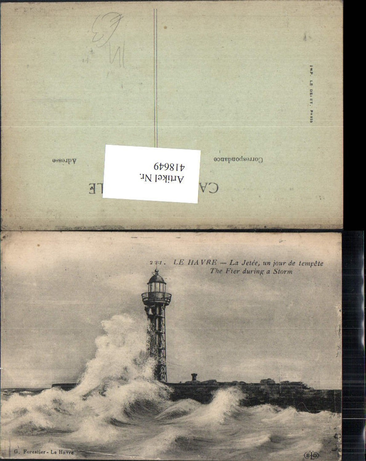 418649,Le Havre La Jetee un jour de tempete Leuchtturm