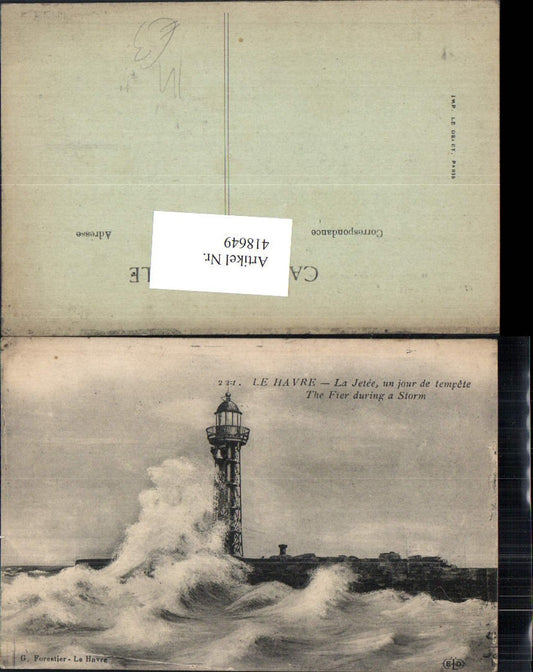 418649,Le Havre La Jetee un jour de tempete Leuchtturm