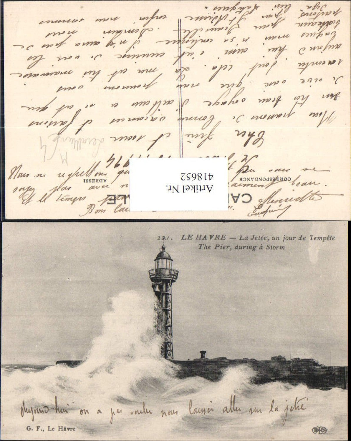 418652,Le Havre La Jetee un jour de tempete Leuchtturm