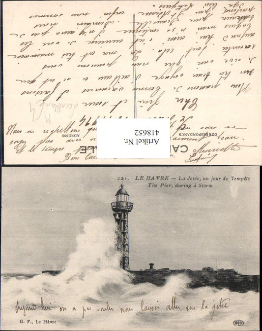 418652,Le Havre La Jetee un jour de tempete Leuchtturm